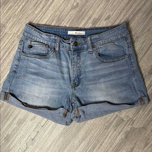 KanCan Blue Jean Shorts with Cuffed Hem and Faded Look Size 11/29 - Picture 1 of 6